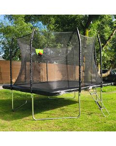 7x11ft Rectangular Trampoline with Safety Enclosure Black FREE Ladder & Basketball Game