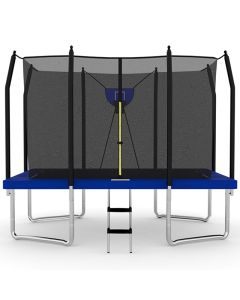 5x7ft Rectangular Trampoline with Safety Enclosure Black FREE Ladder & Basketball Game