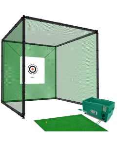Hillman PGM 3m Heavy Duty Golf Practice Cage, Practice Mat with Tee And Ball Dispenser Package