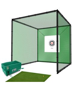 Hillman PGM 2m Heavy Duty Golf Practice Cage Deluxe Practice Mat with Tee And Ball Dispenser Package
