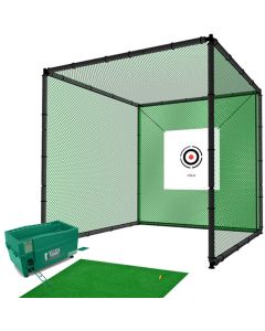 Hillman PGM 2m Heavy Duty Golf Practice Cage Practice Mat with Tee And Ball Dispenser Package