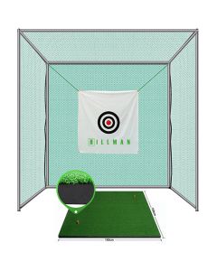 Hillman PGM 3m Semi-Commercial Golf Practice Cage and 1.5m Deluxe Practice Mat Package