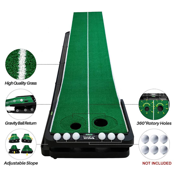 Hillman PGM 3m Adjustable Slope Golf Putting Trainer with Auto Ball Return