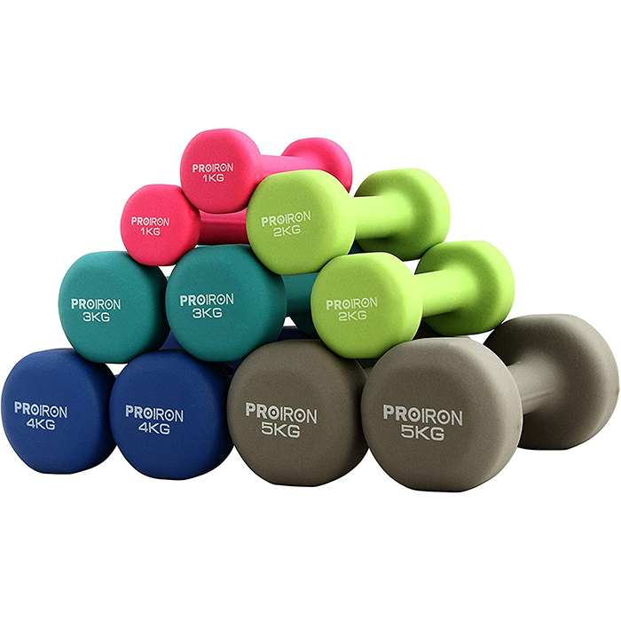 PROIRON Neoprene Coated 10kg Dumbbells