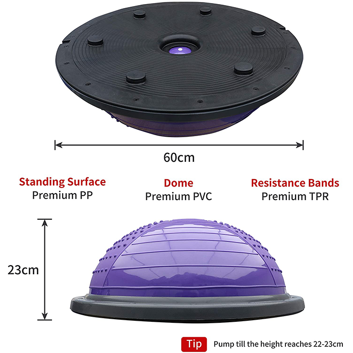 PROIRON Balance Trainer Purple with Resistance Bands & Pump