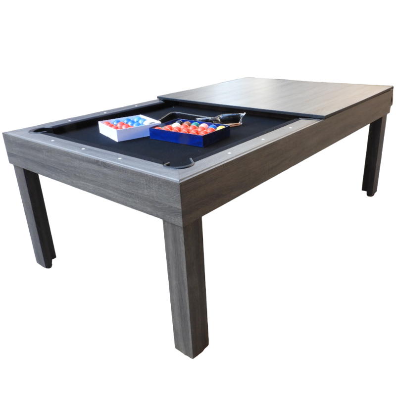 Walker & Simpson Vegas Deluxe 7ft Slate Pool Table with Dining Top -Grey-Black