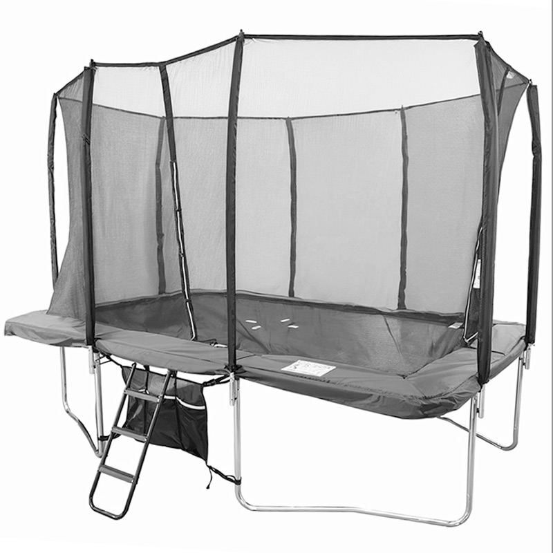 7x10ft Rectangular Trampoline with Safety Enclosure Grey - Free Ladder & Shoe Tidy