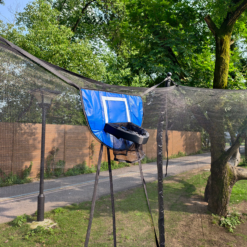 7x11ft Rectangular Trampoline with Safety Enclosure Black FREE Ladder & Basketball Game
