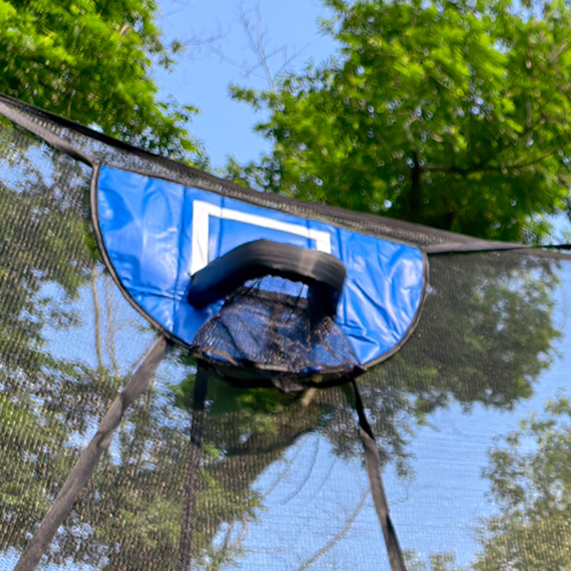 7x11ft Rectangular Trampoline with Safety Enclosure Black FREE Ladder & Basketball Game