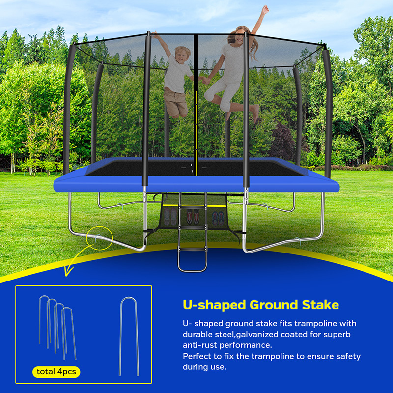 7x10ft Rectangular Trampoline with Safety Enclosure Grey - Free Ladder & Shoe Tidy