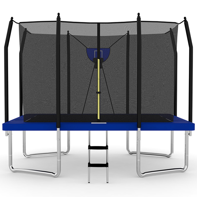 10x12ft Rectangular Trampoline with Safety Enclosure Blue FREE Ladder & Basketball Game