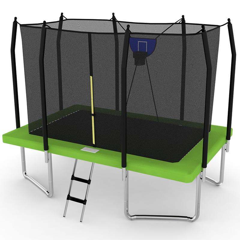 10x12ft Rectangular Trampoline with Safety Enclosure Green FREE Ladder & Basketball Game