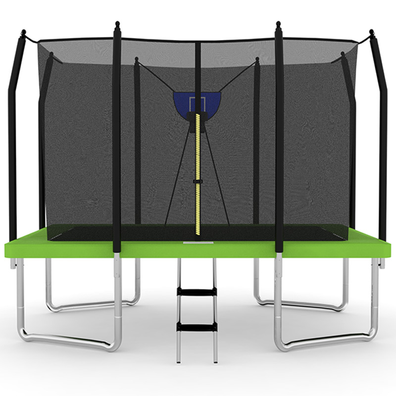 7x 9ft Rectangular Trampoline with Safety Enclosure Green FREE Ladder & Basketball Game
