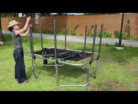 Big Air Bounce 5x7ft Rectangular Trampoline with Safety Enclosure Grey FREE Ladder & Basketball Game - Image 8