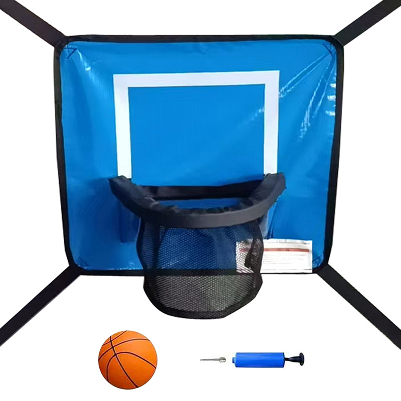 7x10ft Rectangular Trampoline with Safety Enclosure Black - Free Ladder Shoe Tidy Anchor Kit Basketball