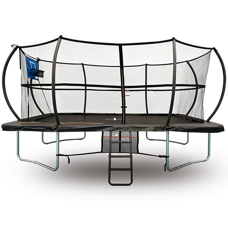 9x14ft Rectangular Trampoline with Safety Enclosure Black - Free Ladder Shoe Tidy Anchor Kit Basketball