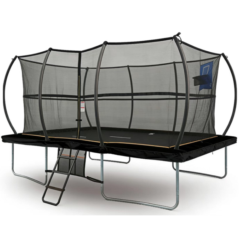 9x14ft Rectangular Trampoline with Safety Enclosure Black - Free Ladder Shoe Tidy Anchor Kit Basketball