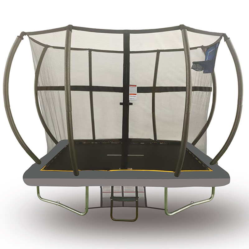 Big Air Super Bounce 5x7ft Rectangular Trampoline with Safety Enclosure Grey - Free Ladder Shoe Tidy Anchor Kit Basketball - Image 2