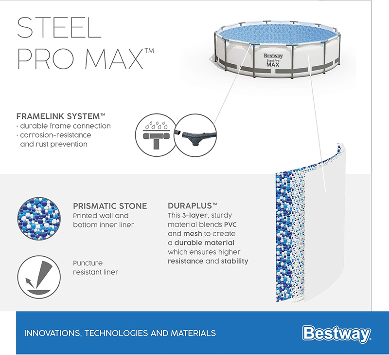 Bestway 15ft x 42inch Steel Pro Max™ Above Ground Swimming Pool With Filter Ladder & Cover