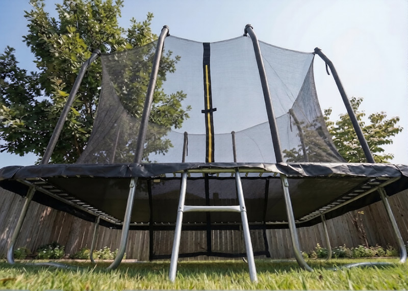 6x9ft Rectangular Trampoline with Safety Enclosure Black FREE Ladder Basketball Game & Shoe Tidy