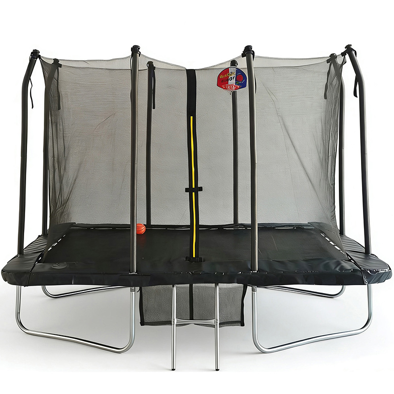 5x7ft Rectangular Trampoline with Safety Enclosure Black FREE Ladder Basketball Game & Shoe Tidy