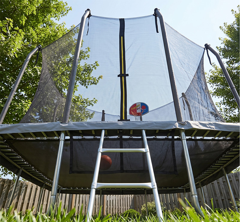 6x9ft Rectangular Trampoline with Safety Enclosure Grey FREE Ladder Basketball Game & Shoe Tidy