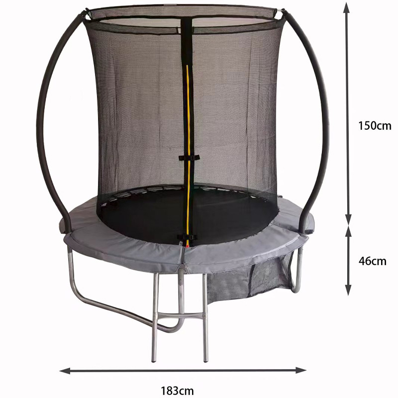 6ft Trampoline & Safety Enclosure Free Shoe Tidy & Ladder – Grey