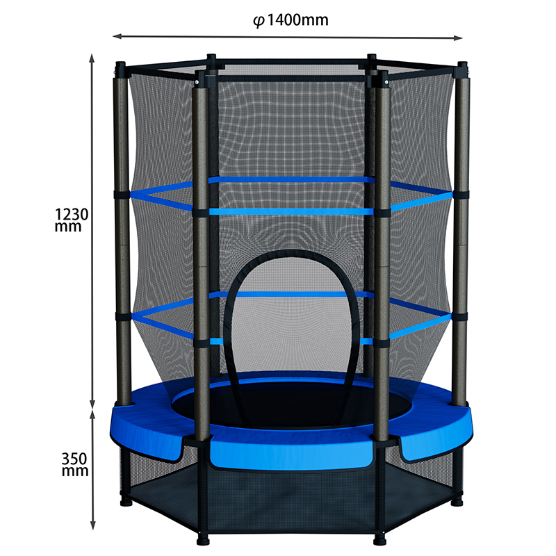 55" Kids Trampoline with Safety Net Blue – Indoor & Outdoor Use Mini Trampoline for Children