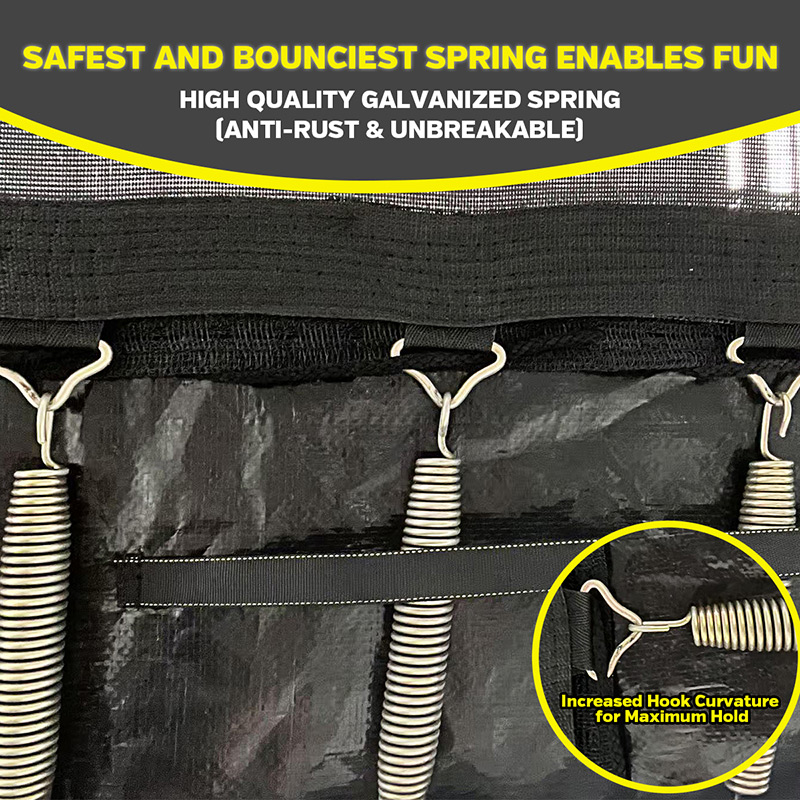 7x10ft Rectangular Trampoline with Safety Enclosure Black - Free Ladder & Shoe Tidy