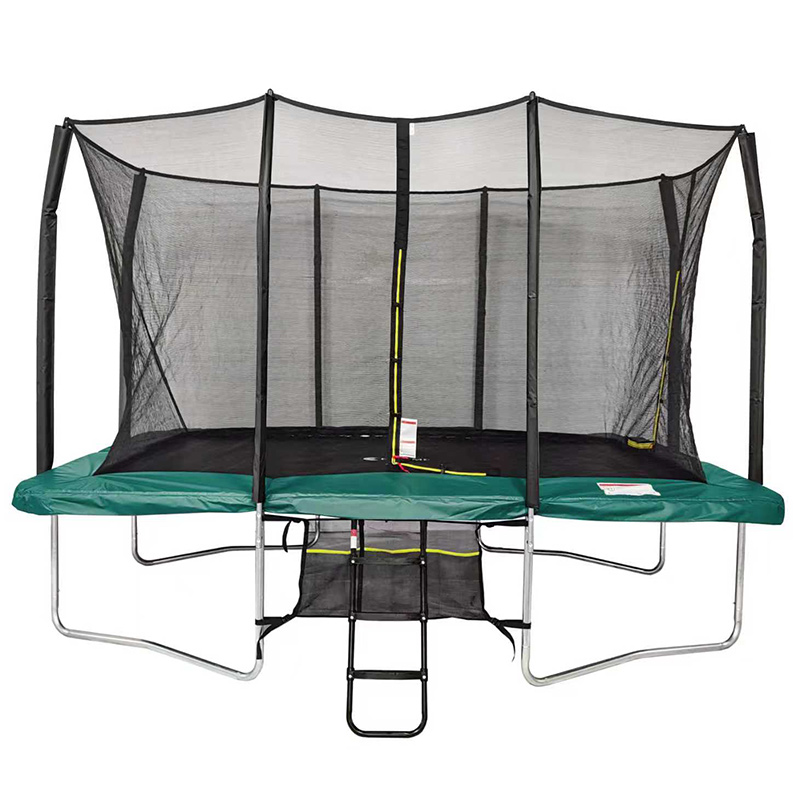 7x10ft Rectangular Trampoline with Safety Enclosure Green - Free Ladder & Shoe Tidy
