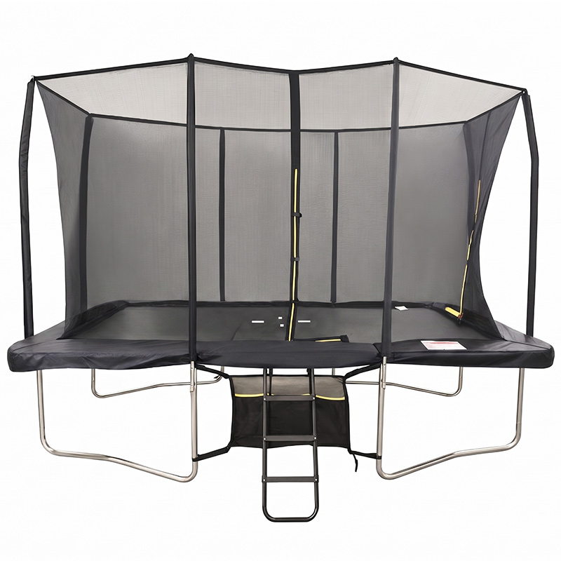 8x12ft Rectangular Trampoline with Safety Enclosure Black – Free Ladder & Shoe Tidy