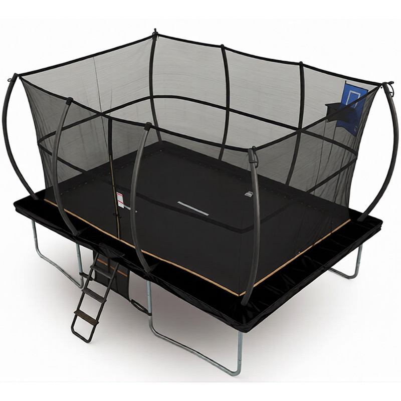10x17ft Rectangular Trampoline with Safety Enclosure Black - Free Ladder Shoe Tidy Anchor Kit Basketball